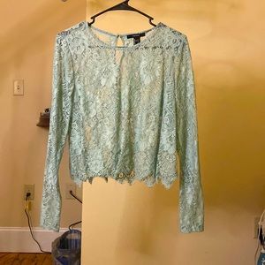 Lace teal long sleeve